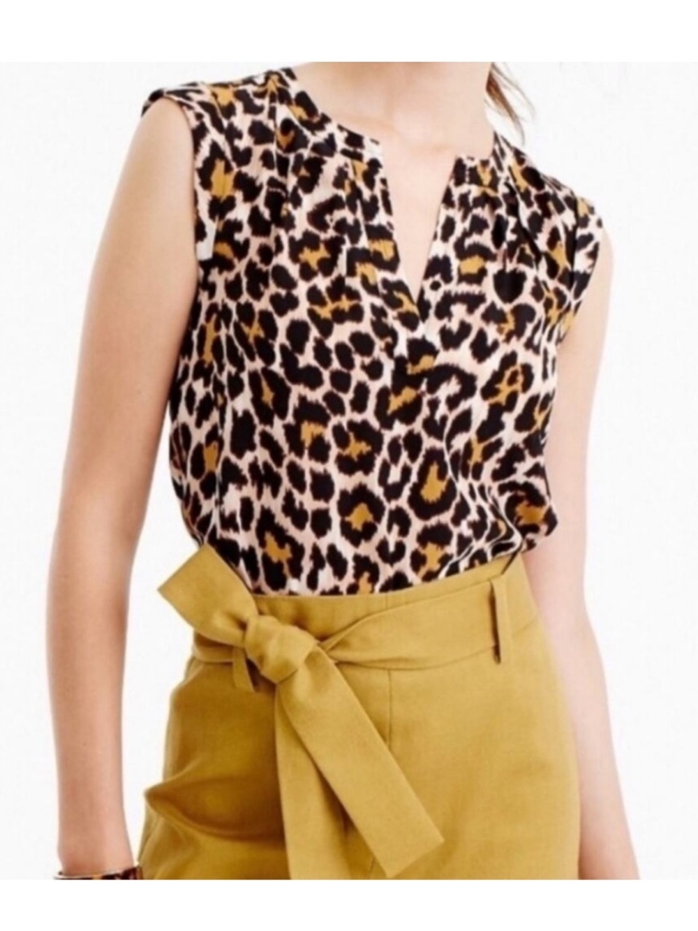 J.Crew 100% Silk Sleeveless Animal Print Blouse Sz 4